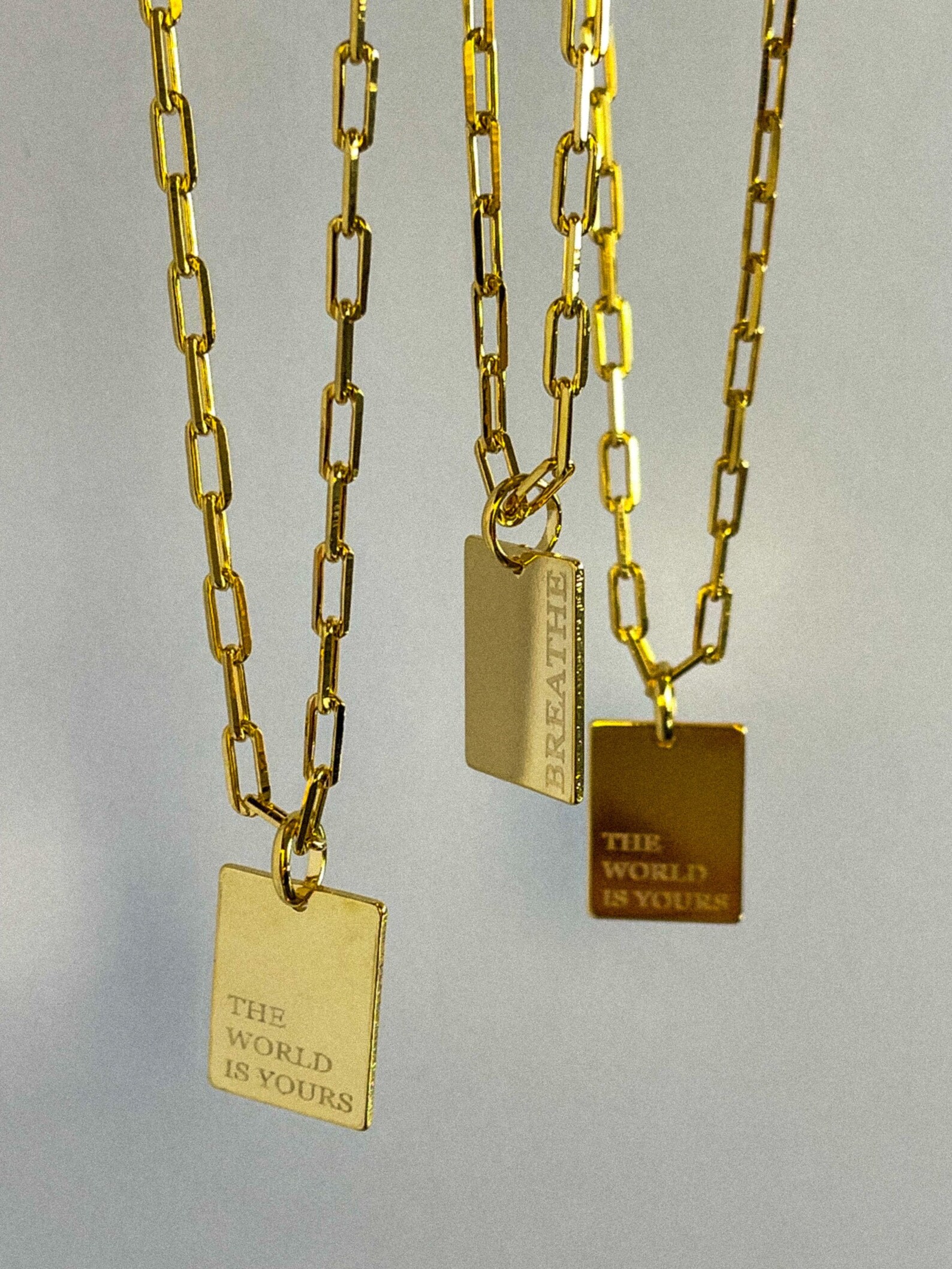 Gold Plated the World is Yours Necklace Breathe Necklace Etsy UK