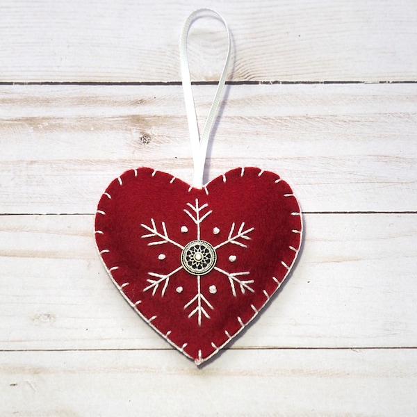 Heart Ornament, Scandinavian Heart, Swedish Hearts, Nordic Christmas, Wool Felt Hearts, Danish Heart Christmas Ornaments