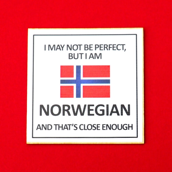 Norwegian Magnet, Scandinavian Humor, 3 x 3 Wood Magnet, Lutefisk and Lefse Humor, Scandinavian Pride