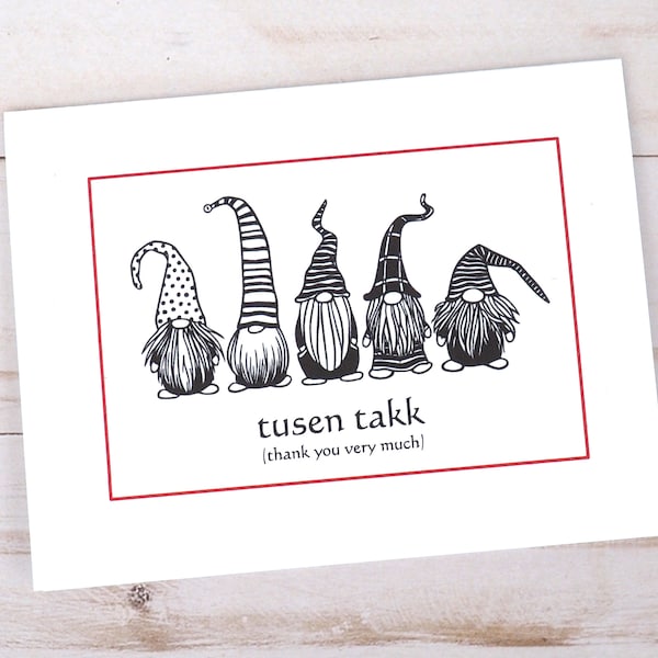 Tusen Takk Nordic Thank You Notes, Scandinavian Notecards