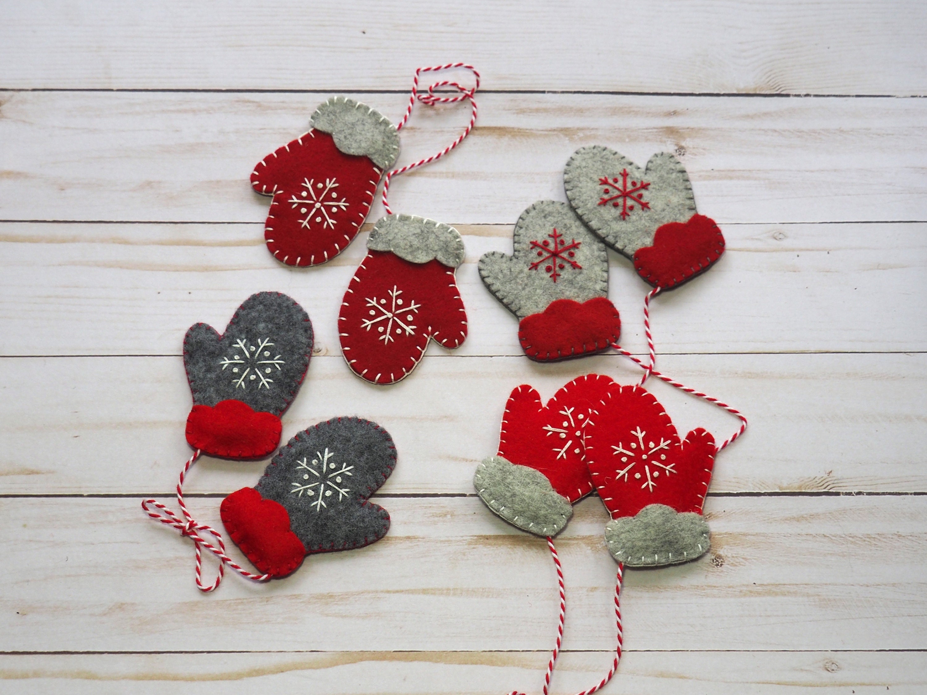 Wool Felt Mittens Mitten Ornament Felt Mitten Ornament Etsy