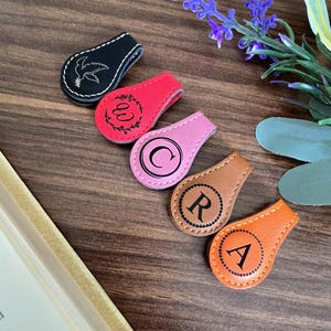 Personalized Leather Magnetic Bookmark: Custom Reader Gift for her/him