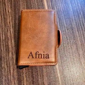 Cartera de cuero emergente, regalo del día del padre, regalo para padrinos de boda, regalo para hombres, billetera minimalista, tarjetero, regalo de esposa.