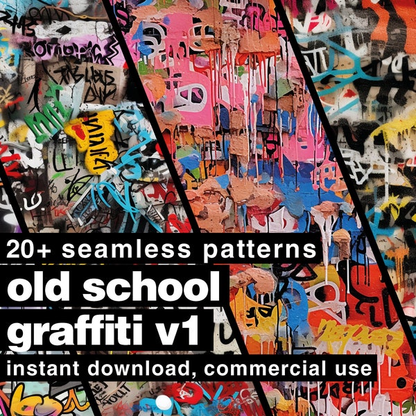 old school graffiti digital paper street art seamless pattern american hip hop skater textures new york city vintage art