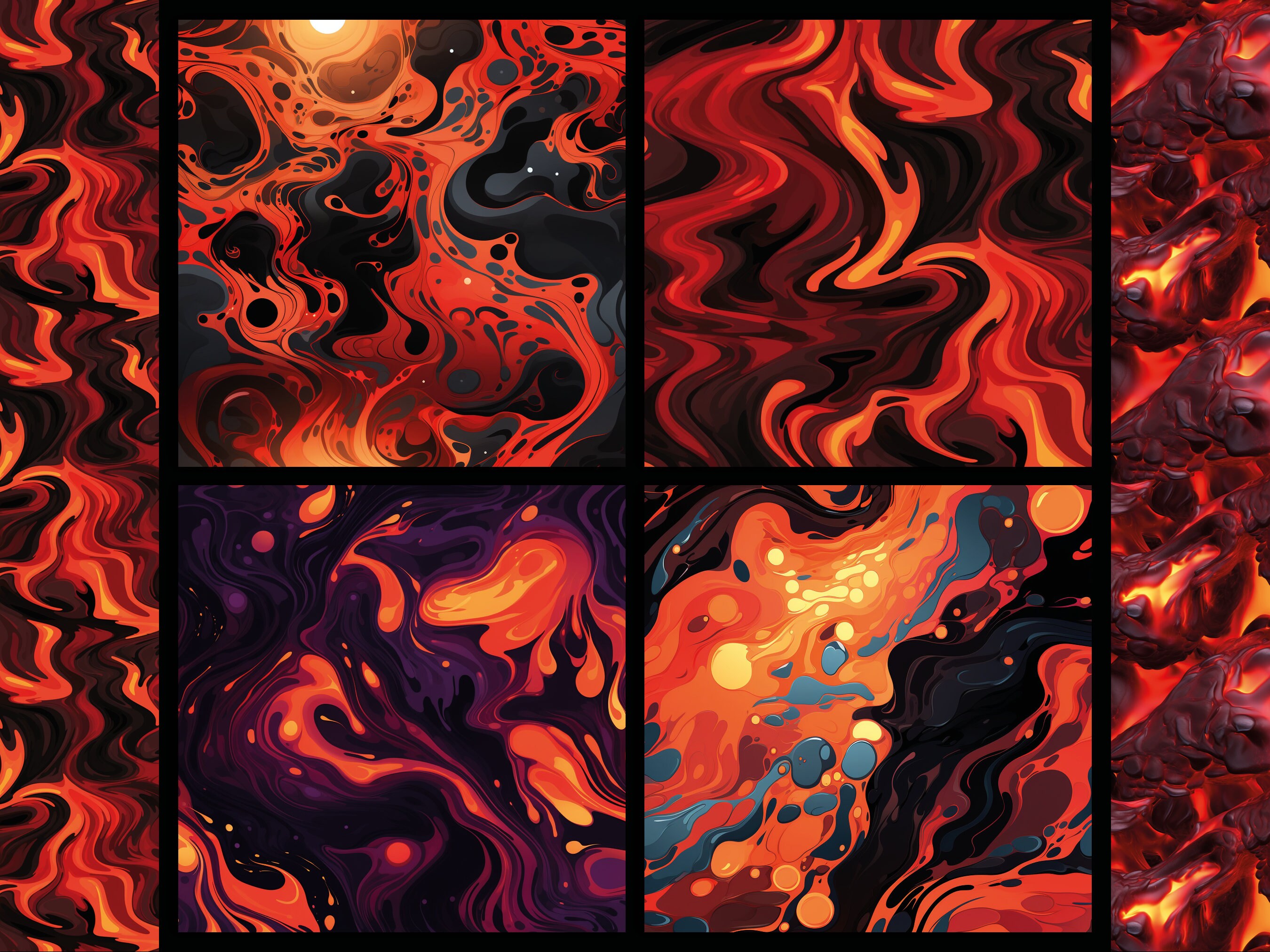 Lava Digital Paper Seamless Pattern Volcano Background Lava Flow ...