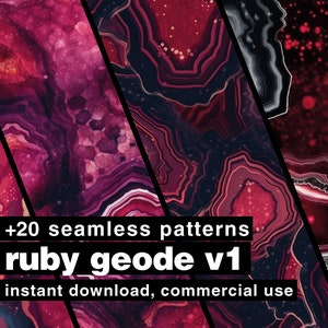 Documenti digitali geode rubino, modello senza cuciture di agata minerale rossa, download istantaneo accenti bordeaux trama di pietre preziose sfondi fai da te