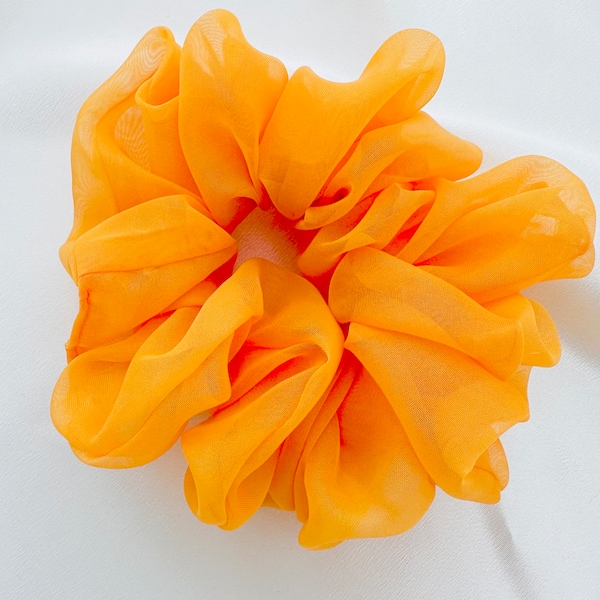 Orange XL Jumbo Scrunchie, sheer, oversized, giant, 90s fashion, hair tie, bridesmaid gift, gift ideas