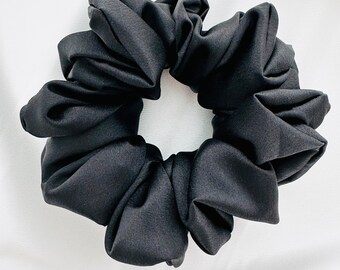Black XL Jumbo Scrunchie, satin, oversized, giant, 90s fashion, hair tie, bridesmaid gift, gift ideas