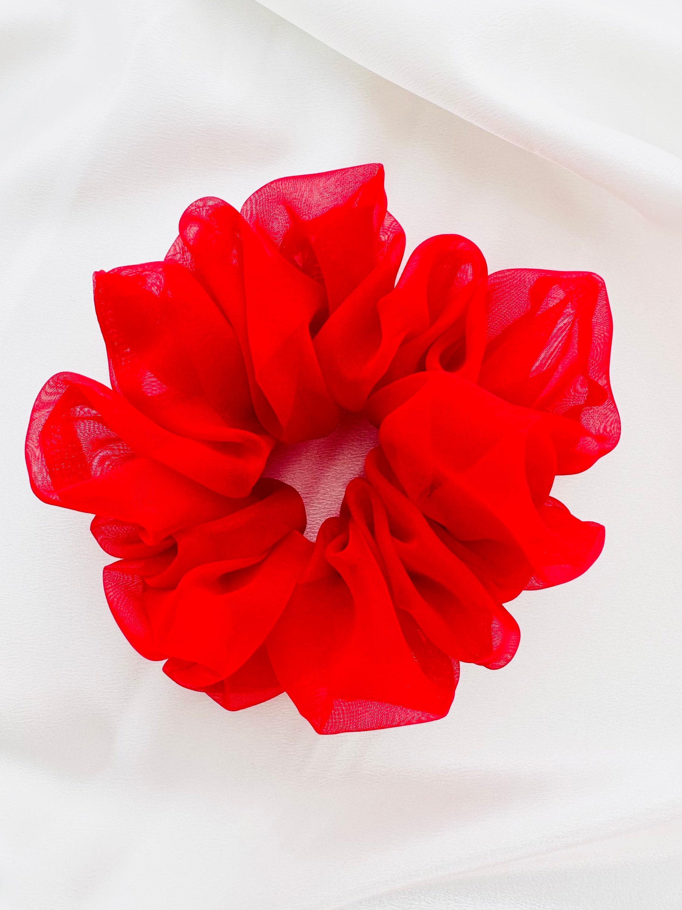 Red XL Jumbo Scrunchie, sheer, oversized, giant, 90s fashion, hair tie, bridesmaid gift, gift ideas