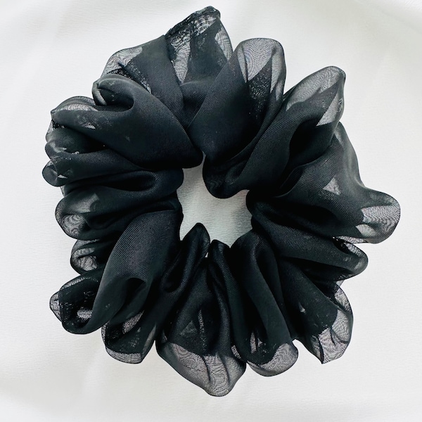Black XL Jumbo Scrunchie, sheer, oversized, giant, 90s fashion, hair tie, bridesmaid gift, gift ideas
