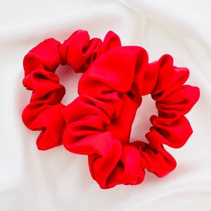 Red Mini/Regular Scrunchie 2-pack, satin, 90s fashion, hair tie, bridesmaid gift, gift ideas