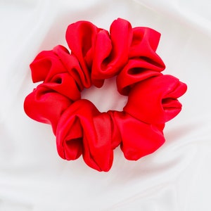 Red XL Jumbo Scrunchie, satin, oversized, giant, 90s fashion, hair tie, bridesmaid gift, gift ideas