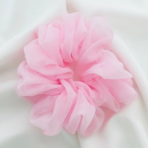 Pink XL Jumbo Scrunchie, sheer, oversized, giant, 90s fashion, hair tie, bridesmaid gift, gift ideas