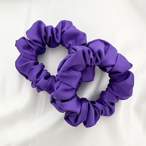 Purple Mini/Regular Scrunchie 2-pack, satin, 90s fashion, hair tie, bridesmaid gift, gift ideas