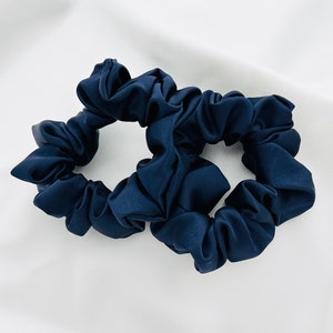 Navy Blue Mini/Regular Scrunchie 2-pack, satin, 90s fashion, hair tie, bridesmaid gift, gift ideas