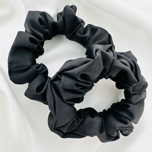 Black Mini/Regular Scrunchie 2-pack, satin, 90s fashion, hair tie, bridesmaid gift, gift ideas