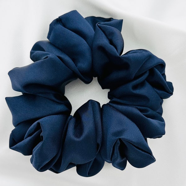 Navy Blue XL Jumbo Scrunchie, satin, oversized, giant, 90s fashion, hair tie, bridesmaid gift, gift ideas