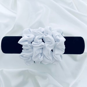 White Mini/Regular Scrunchie 2-pack, satin, 90s fashion, hair tie, bridesmaid gift, gift ideas