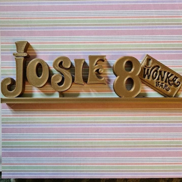 3d printed Willy Wonka, Charlie and the Chocolate Factory inspired plastic name plate