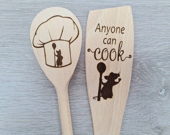 Cuillère et spatule en bois Ratatouille Disney (non officiel)