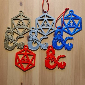 Dungeons and Dragons Christmas tree decoration, D&D bauble set hanging decorations