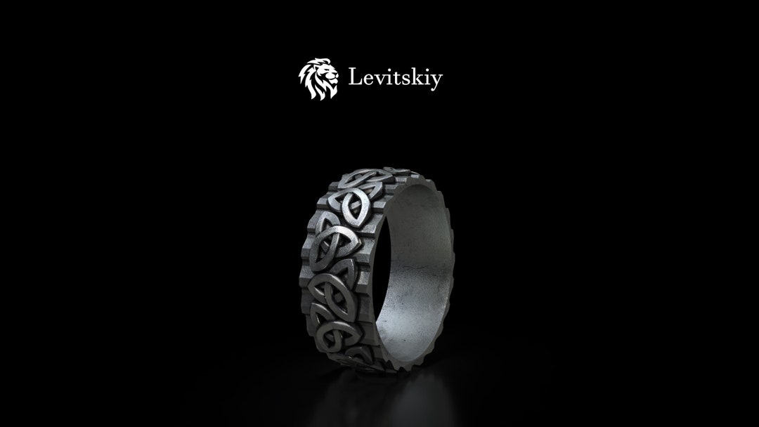 BySilverStone Trinity Celtic Knot Men's Band Ring - Handmade Sterling Silver Triquetra Wedding Ring, Stackable Mythology Ring - View #3