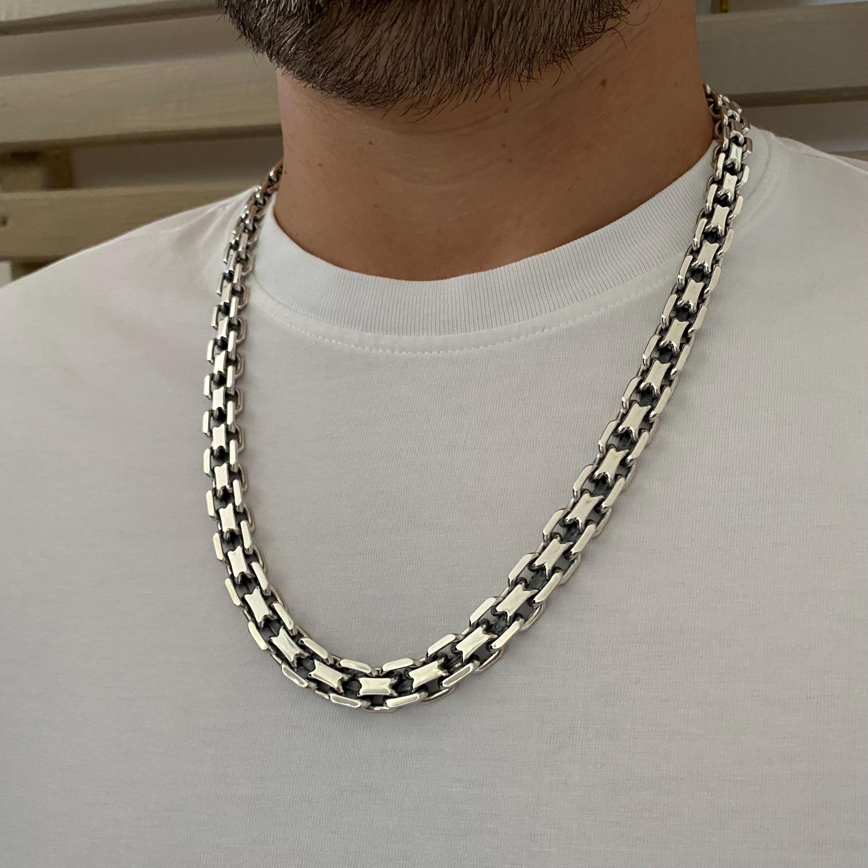 ベース silver925 chain necklace Solid 925 Sterling Silver Chain 2.5mm Square Byzantine