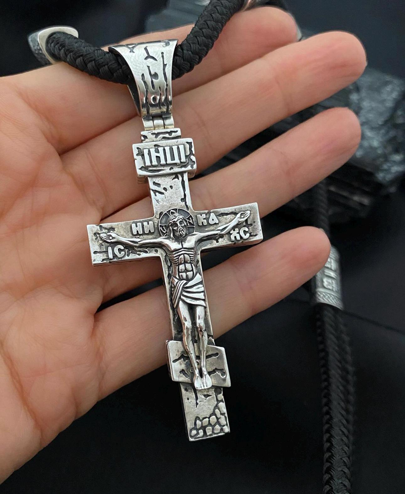 Personalized Cross Made of 925 Sterling Silver With Blackening on a ...