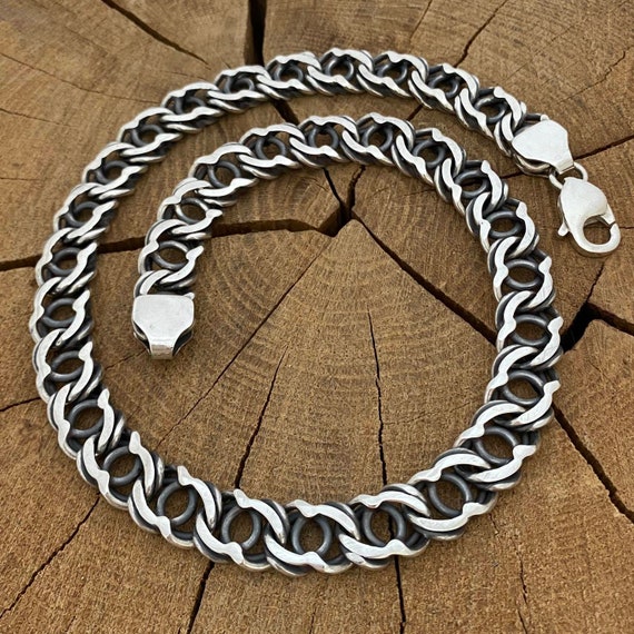 Arabic Bismarck, Bali Byzantine Necklace, Men Silver Chain