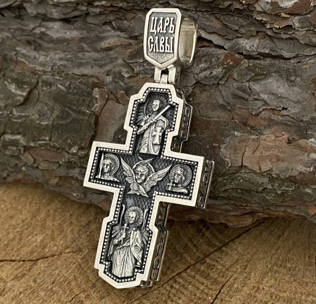 Sterling 925 Silver Orthodox Cross Pendant With Crucifixion of Christ ...