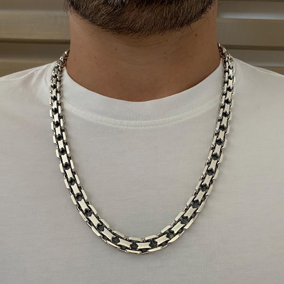 Silver Men's Chain Double Anchor Silver Men's Chain Oxidized