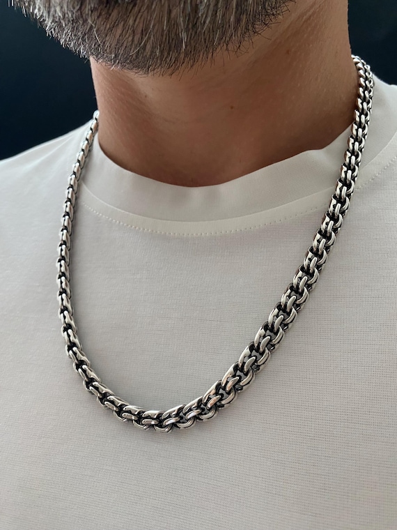 Men's Classic 925 Sterling Silver Chain Round Bismarck