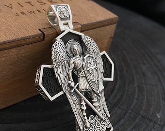 Handmade 925 silver cross with ebony wood Crucifixion of Christ,Cross Pendant,Orthodox Cross,Christian Cross,Men Cross (accessories,gifts)