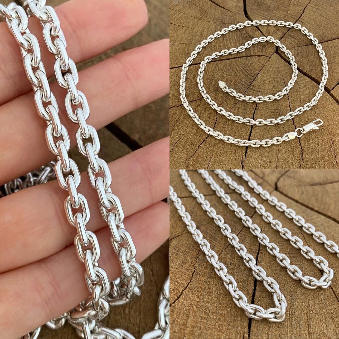 アクセサリー SILVER925 ANCHOR CHAIN NECKLACE Sterling Silver Diamond Cut Mini Anchor Chain Necklace, 24