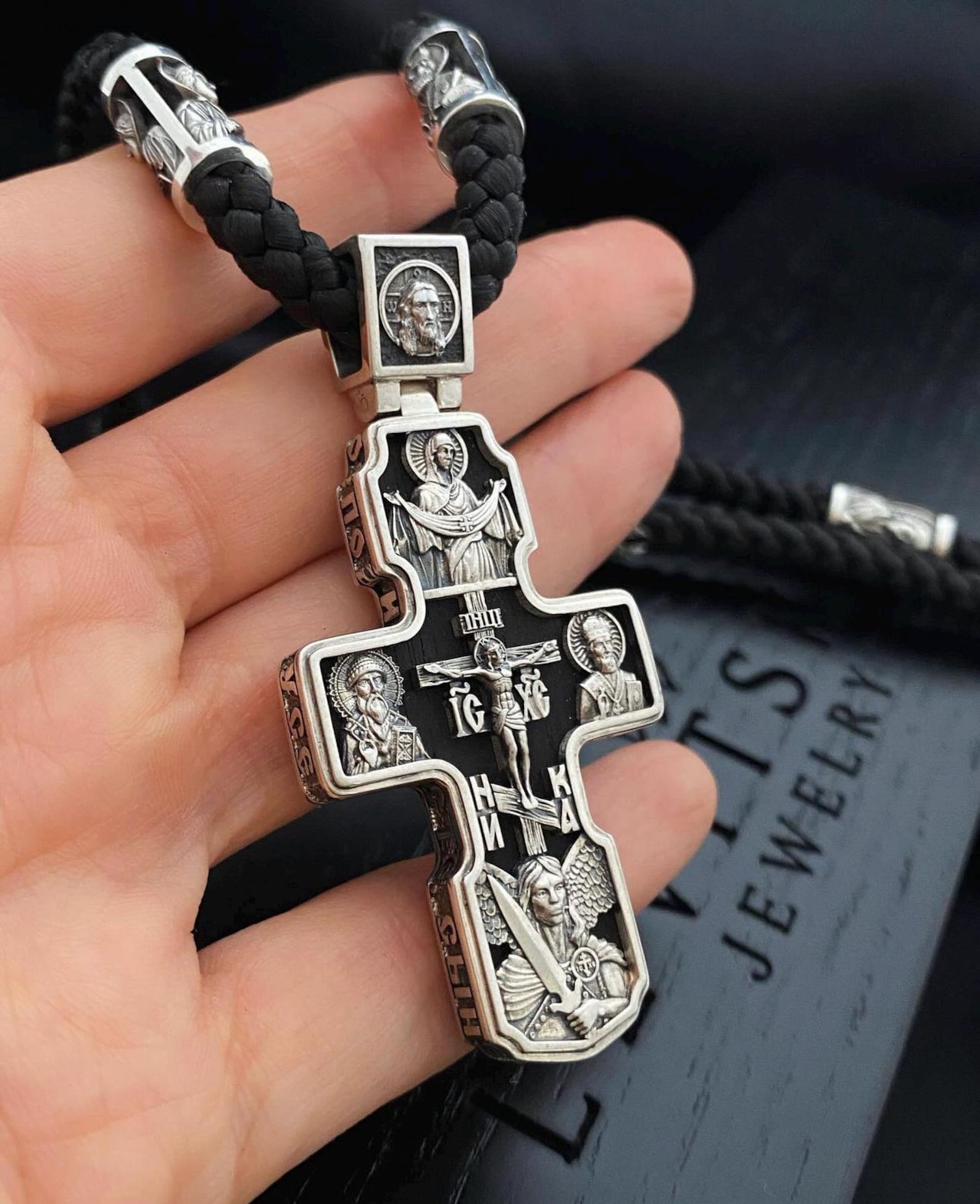 Personalized Cross Made of 925 Sterling Silver With Blackening on a ...