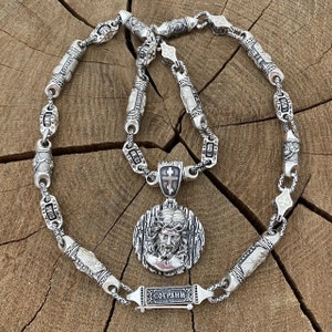 Sterling 925 silver Orthodox chain with images of saints and Jesus Christ pendant (accessories, men&#39;s gifts)