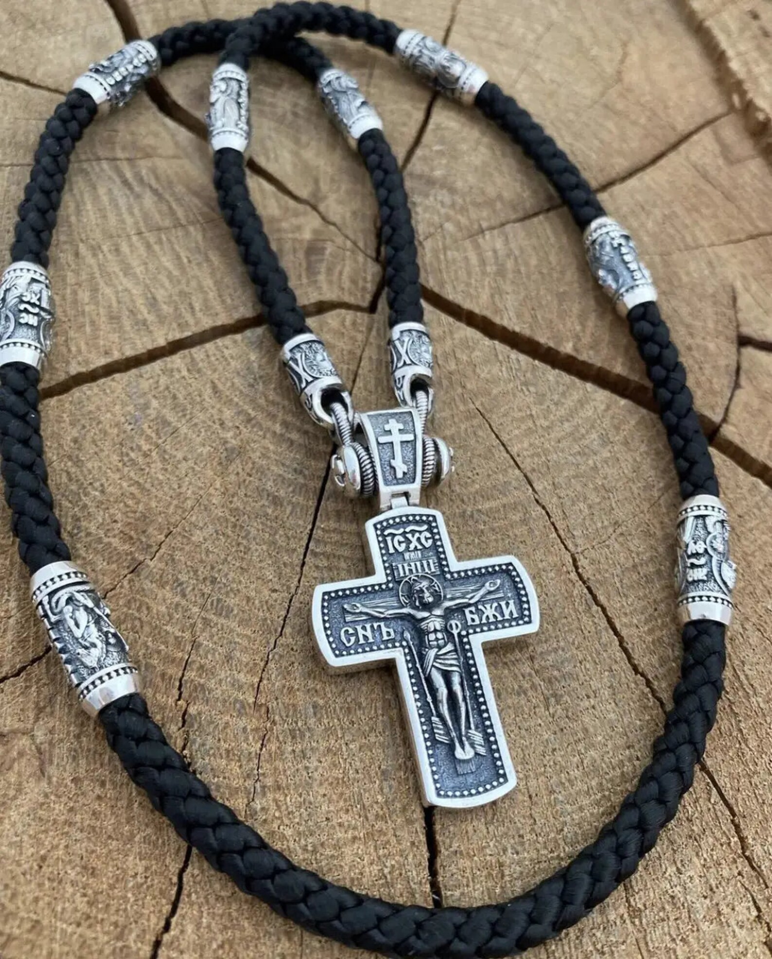 Personalized Cross Made of 925 Sterling Silver With Blackening on a ...