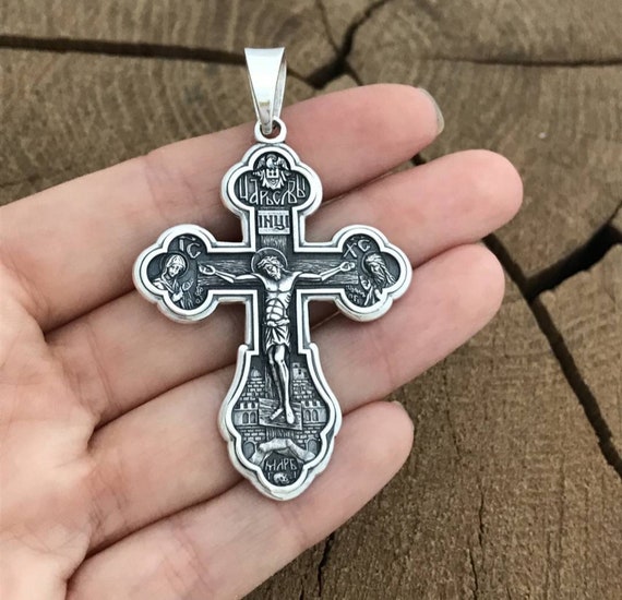 925 Sterling Silver Double-sided Orthodox Cross With the