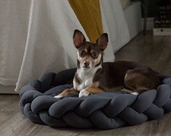 Hundebett im nordischen Stil - beruhigendes Hundebett - Hundekiste, verdrehtes Hundebett, waschbares Hundebett - Katzenbett, Haustierbett, kleines Hundebett - Haustier-Tiefschlafbett
