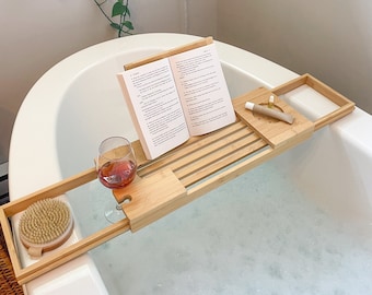 Bath Tray / Bath Caddy - Bathtub Tray - Wood Bath Caddy - Bath Accessories - Gift For Her - Adjustable Tub Tray - Bathrom Tray, Bath Rack