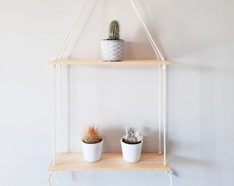 Hanging Shelves - Succulent Shelves - Rope Hanging Shelves - Rustic Rope Hanging Shelves - Hanging Shelf, Wall Hanging Shelf - Wall Decor