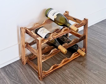 Wood Wine Rack - Wine Bottle Holder - Rustic Wine Rack - Table Wine Rack - Custom Wine Rack - Wooden Wine Rack, Wine Storage - Handmade Gift