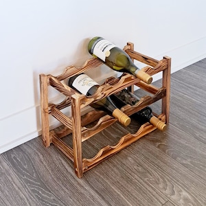 Wood Wine Rack Wine Bottle Holder Rustic Wine Rack Table Wine Rack Custom Wine Rack Wooden Wine Rack, Wine Storage Handmade Gift image 1