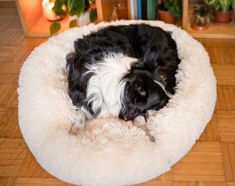 Calming Dog Bed (Removable Cover) - Orthopedic Dog Bed -  Dog Donut Bed - Washable Dog Bed - Pet Bed - Soothing Dog Bed - Pet Beds and Cots