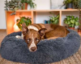 Premium Hundebett - Waschbares Hundebett - Modernes Hundebett, Orthopädisches Hundebett - Beruhigendes Hundebett, Donut Haustierbett - Hundebett große Hunde