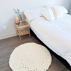 Round Rug Knitted Handmade Premium Round Rug - Knitted Rug - White Rug, Neutral Rug ...