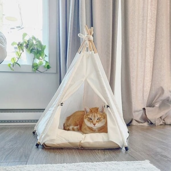 Pet Teepee - Pet Tent - Tipi, Cat Teepee, Cat Tipi, Tepee Wigwam - Pet bed tent, Cat Tent Bed - Boho Living - Neutral Teepee