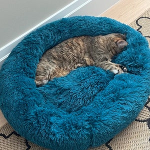 Calming Cat Bed - Donut Cat Bed - Fluffy Pet Bed - Warm Cat Bed - Kitten Bed - Cat Kennel, Soft Round Cat Bed, Cat Cave, Cat Nest