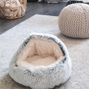 Calming Cat Bed - Anti-Anxiety Cat Cave - Donut Cat Bed - Fluffy Pet Bed - Cat Kennel, Soft Cat Bed, Cat Cave, Cat House - Cat Lover Gift