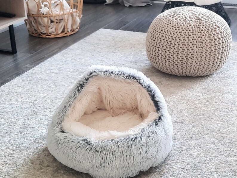 Calming Cat Bed - Anti-Anxiety Cat Cave - Donut Cat Bed - Fluffy Pet Bed - Cat Kennel, Soft Cat Bed, Cat Cave, Cat House - Cat Lover Gift